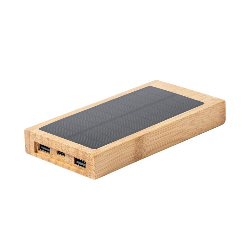 Diuk Fsc - Sans Fil 5W. 10000 mAh. Charge Solaire. 2 Sorties USB et 1 Type C. Entrée Micro USB et Type C | Bambou