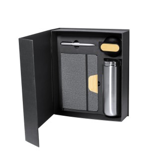 Halderan - Thermo Acier Inox/ Bambou, 640 ml. Bloc Similicuir/ Bambou,