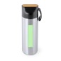 Halderan - Thermo Acier Inox/ Bambou, 640 ml. Bloc Similicuir/ Bambou, Couverture Rigide. 80 Feuilles. Stylo Aluminium/ Bambou