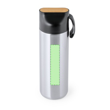 Halderan - Thermo Acier Inox/ Bambou, 640 ml. Bloc Similicuir/ Bambou,