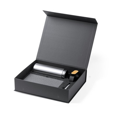 Halderan - Thermo Acier Inox/ Bambou, 640 ml. Bloc Similicuir/ Bambou,