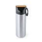 Halderan - Thermo Acier Inox/ Bambou, 640 ml. Bloc Similicuir/ Bambou, Couverture Rigide. 80 Feuilles. Stylo Aluminium/ Bambou