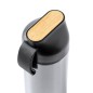 Halderan - Thermo Acier Inox/ Bambou, 640 ml. Bloc Similicuir/ Bambou, Couverture Rigide. 80 Feuilles. Stylo Aluminium/ Bambou