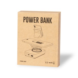 Dobson - Sans Fil 15W. Magnétique. 5000 mAh. Sortie USB. Sortie et Entrée Type C | Bambou/ Liège