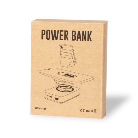 Dobson - Sans Fil 15W. Magnétique. 5000 mAh. Sortie USB. Sortie et Entrée Type C | Bambou/ Liège