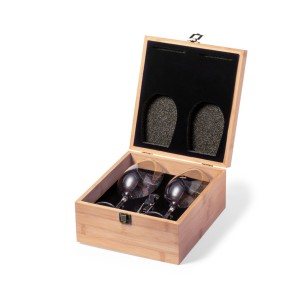 Neider - 2 Verres à Vin 350 ml. Tire-Bouchon Ouvre Bouteille Acier Inox | Bambou