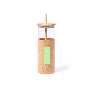 Tromury - 500 ml. Étui Liège Naturel | Verre Borosilicate/ Bambou