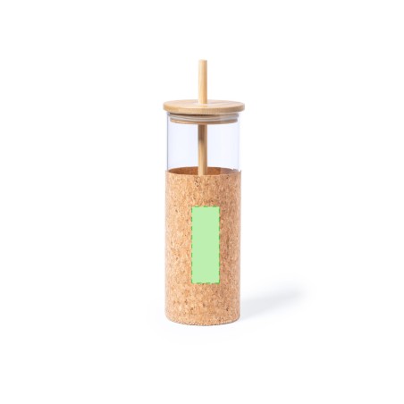 Tromury - 500 ml. Étui Liège Naturel | Verre Borosilicate/ Bambou