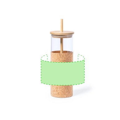 Tromury - 500 ml. Étui Liège Naturel | Verre Borosilicate/ Bambou
