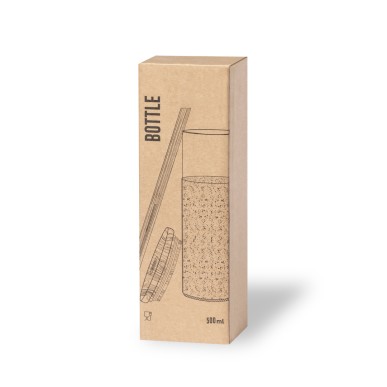 Tromury - 500 ml. Étui Liège Naturel | Verre Borosilicate/ Bambou