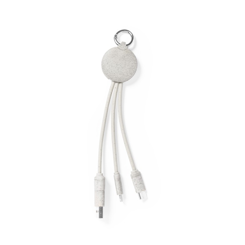 Dumof - Anschluss Micro USB, Typ C und Lightning 5V DC 2.4A | Weizenstroh/ ABS