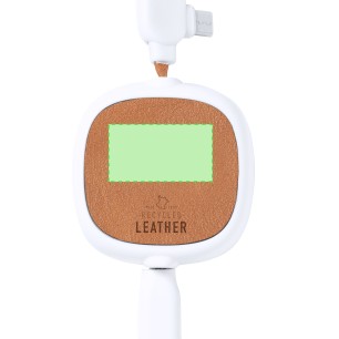 Sherat RCS - Ausziehbares Kabel. Anschluss Micro USB, Typ C und Lightning 5V DC 2.4A | Reclycling Leder/ Reclycling ABS