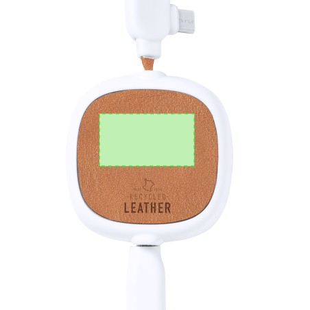 Sherat RCS - Ausziehbares Kabel. Anschluss Micro USB, Typ C und Lightning 5V DC 2.4A | Reclycling Leder/ Reclycling ABS