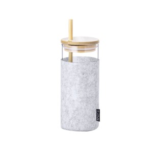 Zilber - 450 ml. Étui Feutrine RPET | Verre Borosilicate/ Bambou