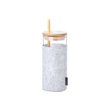 Zilber - 450 ml. Étui Feutrine RPET | Verre Borosilicate/ Bambou