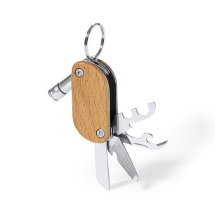 Polty - 1 Led. 9 Funktionen. Knopfzellen Inklusive | Holz/ Rostfreier 