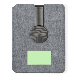 Morrison - Drahtlos Ladegerät 10W. Power Bank 5000 mAh. 65 Blätter Notizblock. Typ C Ausgänge und Eingang | Polyester 300D RPET