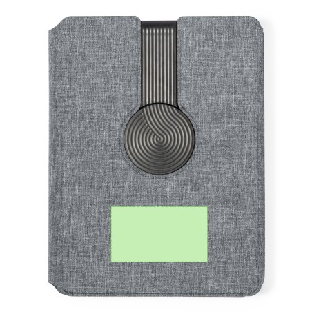 Morrison - Drahtlos Ladegerät 10W. Power Bank 5000 mAh. 65 Blätter Notizblock. Typ C Ausgänge und Eingang | Polyester 300D RPET