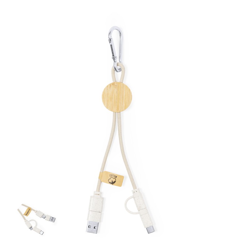 Denny - Anschluss Micro USB, Typ C und Lightning 5V DC 2.4A | Weizenstroh/ ABS/ Bambus/ Baumwolle