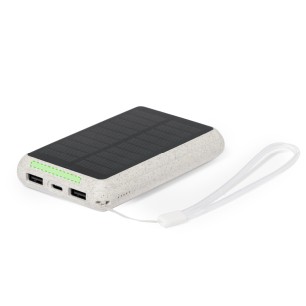 Dawson - 5000 mAh. Solarladung. 2 USB Ausgänge. Typ C Ausgänge und Eingang | Weizenstroh/ ABS