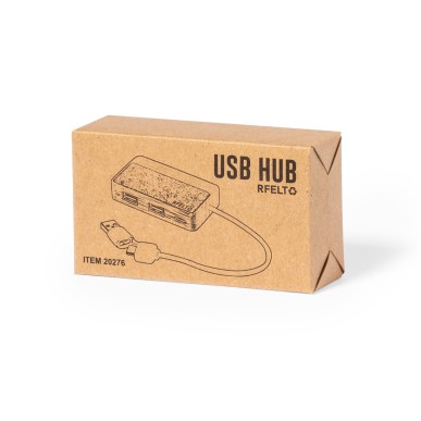 Barney - 1 Typ C Hub. 2 Hubs USB 2.0 | Filz RPET/ Bambus