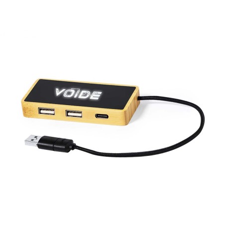 Ginger - Led Lichter. 1 Typ C Hub. 2 Hubs USB 2.0 | Bambus