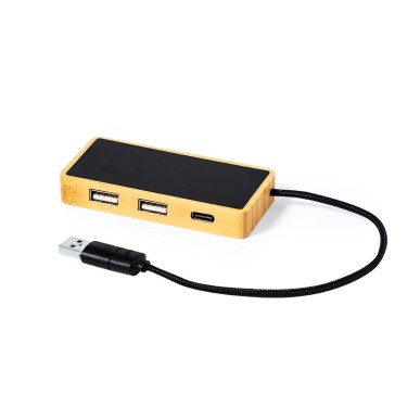 Ginger - Led Lichter. 1 Typ C Hub. 2 Hubs USB 2.0 | Bambus