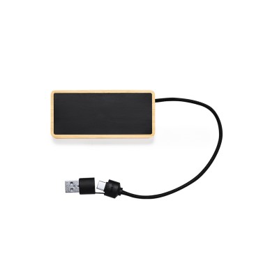 Ginger - Led Lichter. 1 Typ C Hub. 2 Hubs USB 2.0 | Bambus