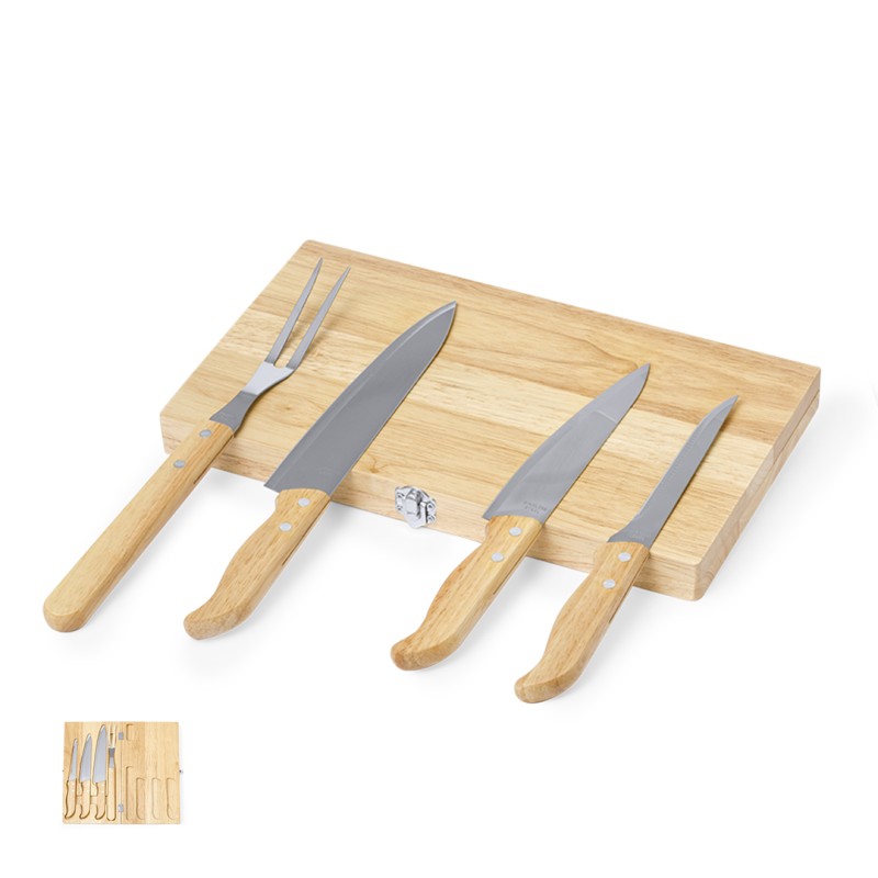 Bergin - 4 Pièces | Acier Inox/ Bois