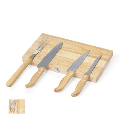Bergin - 4 Pièces | Acier Inox/ Bois