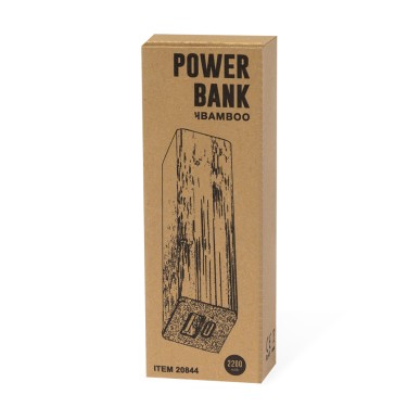 Godimer - 2200 mAh. USB Ausgang. Typ C Ausgänge und Eingang | Bambus/ 