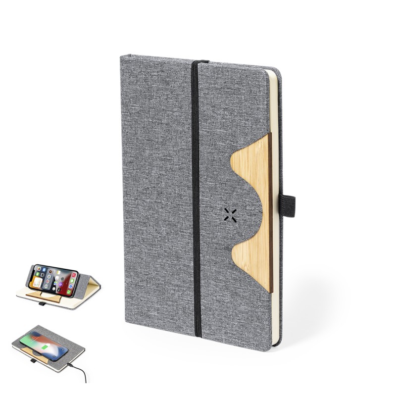 Dalou - Drahtlos 15W. Hardcover-Abdeckung. 80 Blätter | Polyester 300D RPET/ Bambus