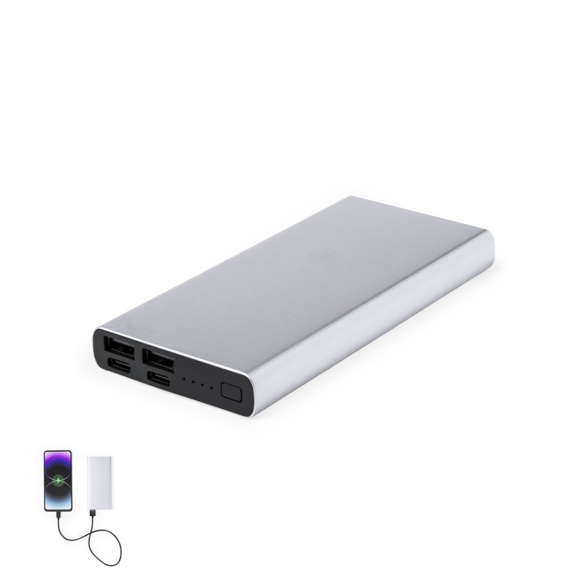 Tornad - 10000 mAh. 2 USB Ausgänge. 2 Typ C Ausgänge und 1 Eingang | Aluminium Tornad - 10000 mAh. 2 USB Ausgänge. 2 Typ C Ausgänge und 1 Eingang | Aluminium