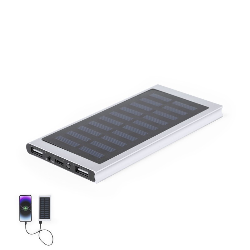 Bernant - 1 Led. 2 Lichtpositionen, Festes und Blinkendes. 8000 mAh. Solarladung. 2 USB Ausgänge. Typ C Ausgänge und Eingang | A Bernant - 1 Led. 2 Lichtpositionen, Festes und Blinkendes. 8000 mAh. Solarladung. 2 USB Ausgänge. Typ C Ausgänge und Eingang | A