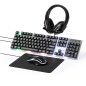 Thrym - Kopfhörer 3,5 mm Klinkenstecker. Mauspad Polyester/ Silikon, Rutschfest | Mehrfarbige Led Lichter. USB Anschluss. Tastat