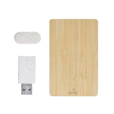 Andigo - Karte RFID Schutz, Bambus. Webcam-Blocker Weizenstroh/ ABS, H