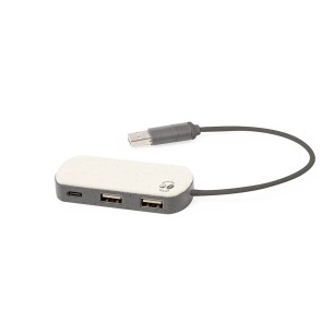 Nylox - 1 Typ C Hub. 2 Hubs USB 2.0 | Kaffeefaser/ ABS/ Reclycling Bau
