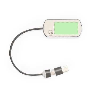 Nylox - 1 Typ C Hub. 2 Hubs USB 2.0 | Kaffeefaser/ ABS/ Reclycling Bau