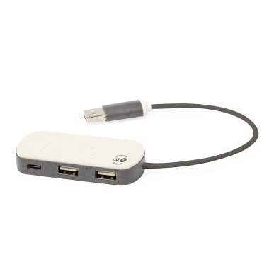 Nylox - 1 Typ C Hub. 2 Hubs USB 2.0 | Kaffeefaser/ ABS/ Reclycling Bau