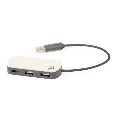 Nylox - 1 Typ C Hub. 2 Hubs USB 2.0 | Kaffeefaser/ ABS/ Reclycling Bau