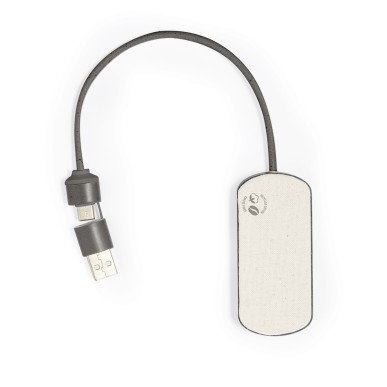 Nylox - 1 Typ C Hub. 2 Hubs USB 2.0 | Kaffeefaser/ ABS/ Reclycling Bau