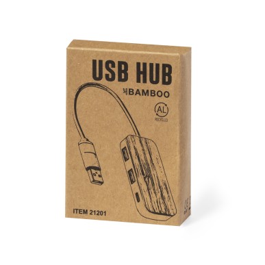 Zurk - 1 Typ C Hub. 2 Hubs USB 2.0 | Reclycling Aluminium/ Bambus
