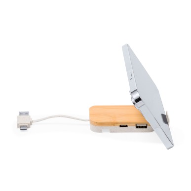 Flow - 1 Typ C Hub. 2 Hubs USB 2.0 | Weizenstroh/ ABS/ Bambus
