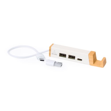 Kartip - 1 Typ C Hub. 2 Hubs USB 2.0 | Recycelte Milchkartons/ Bambus