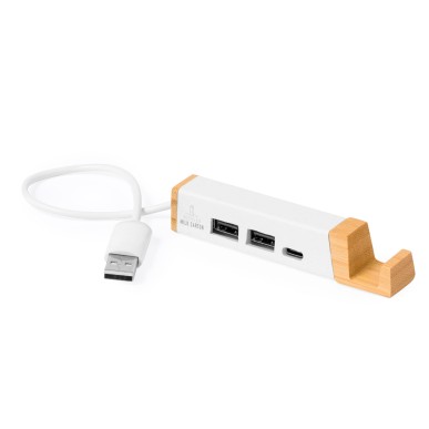 Kartip - 1 Typ C Hub. 2 Hubs USB 2.0 | Recycelte Milchkartons/ Bambus