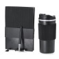 Mirka - Wärme Flasche Rostfreier Stahl, 470 ml. Notizblock PU, Flexibler Einband. 100 Blätter. Roller Aluminium