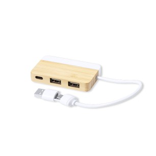 Layais - 1 Typ C Hub. 2 Hubs USB 2.0 | Bambus/ Marmor Extrakten