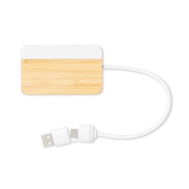 Layais - 1 Typ C Hub. 2 Hubs USB 2.0 | Bambus/ Marmor Extrakten