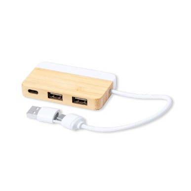 Layais - 1 Typ C Hub. 2 Hubs USB 2.0 | Bambus/ Marmor Extrakten