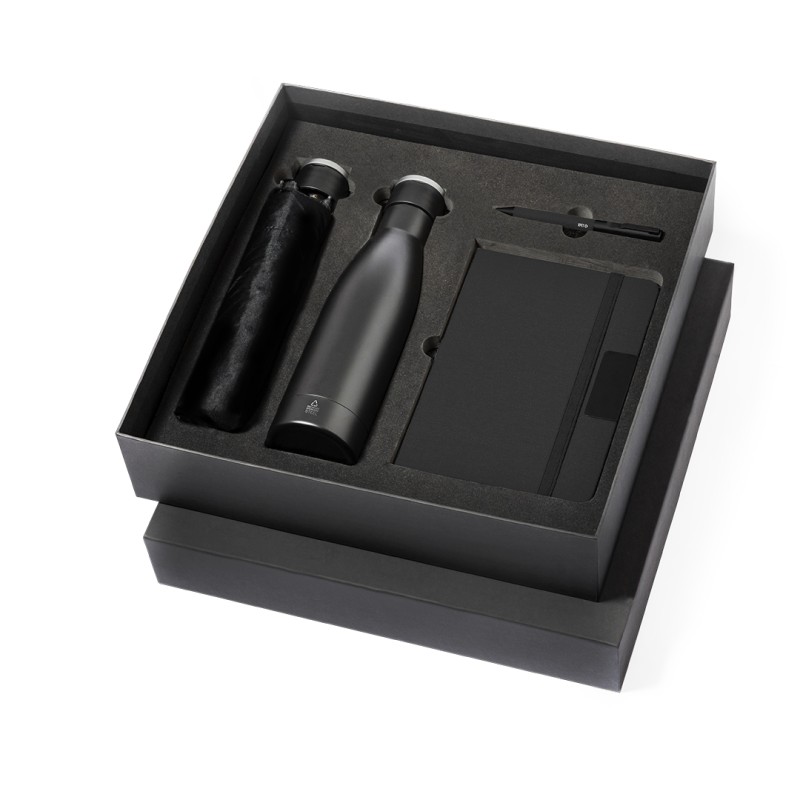 Gregory - Bidon Thermique Acier Inox Recyclé. 500 ml, Bloc Polyester 300D RPET, Couverture Rigide, 80 Feuilles. Stylo Polyester Gregory - Bidon Thermique Acier Inox Recyclé. 500 ml, Bloc Polyester 300D RPET, Couverture Rigide, 80 Feuilles. Stylo Polyester